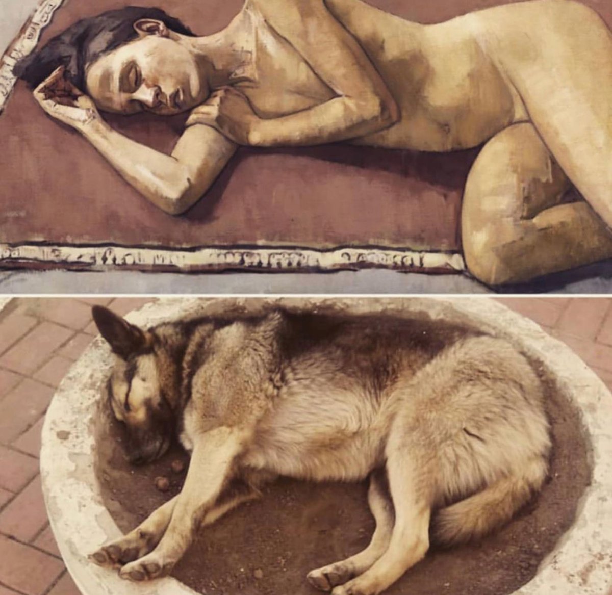 Historyofartday's tweet photo. 🐶 Dogs meet art

Instagrammer If Dogs Were Art pairs puppies with paintings...

Which combination is your favorite?

1️⃣ Gaela Erwin, 'Self-Portrait with Mouth Open'

2️⃣ Mary Beth McKenzie, 'Marcsi asleep (pink background)', 1996

https://t.co/slGzI1Uv9f https://t.co/FcKthGdoCO