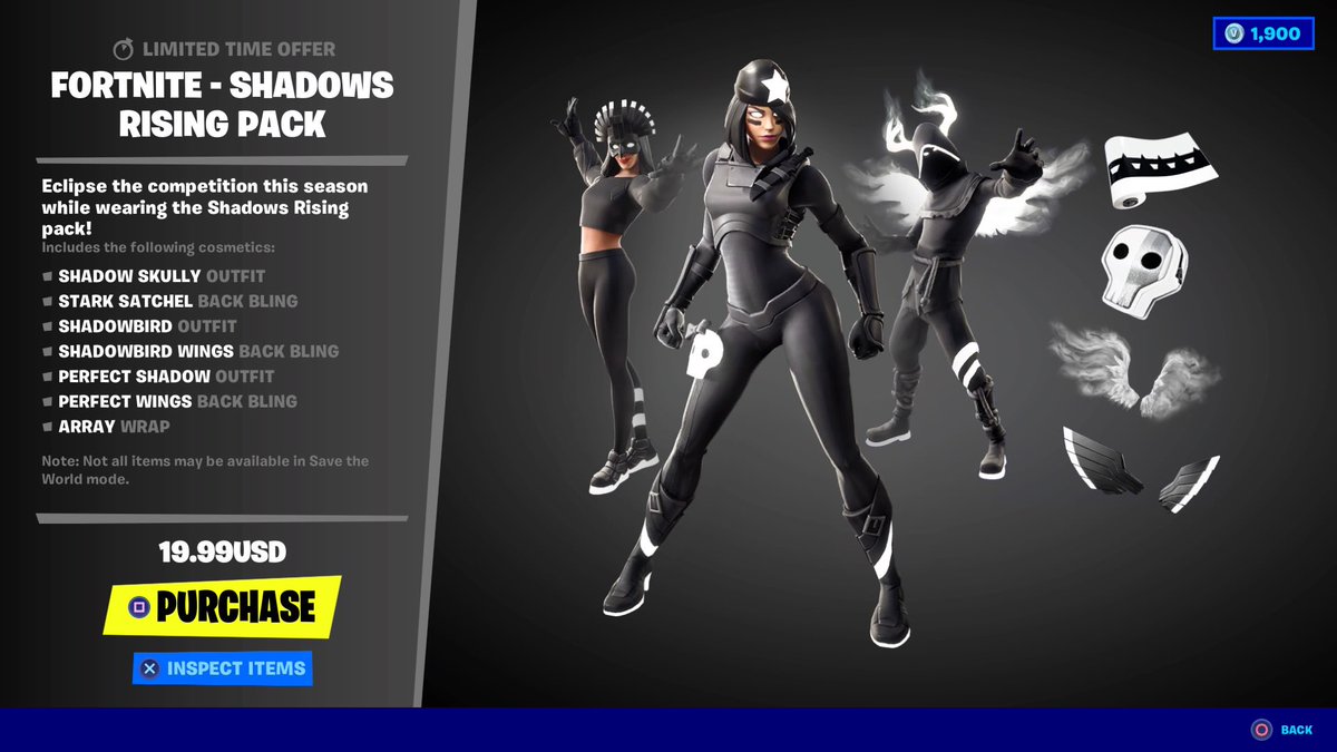 braniyt's tweet photo. Who needs the Shadows Rising Pack? ⚫️
Comment epic names! 👇🏻
LIKE ❤️ + RT ♻️
Code Braniyt #ad #Fortnite #FortniteSeason3 #Season3 #ShadowsRising #FortniteSplashdown https://t.co/DmqoPZWNsl