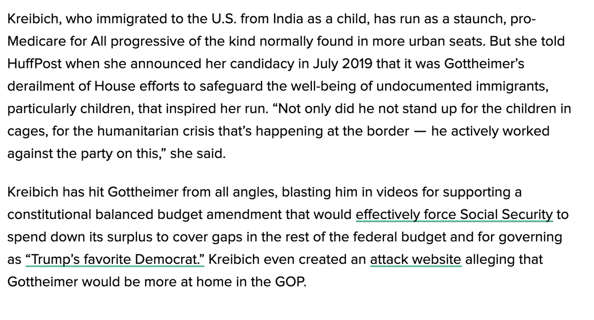And for those unfamiliar with Gottheimer's role as a pro-Wall Street, foreign policy hawk who leads a kind of centrist freedom caucus, it's worth reading my summary.He famously thwarted a vote on border aid with tougher humanitarian strings.