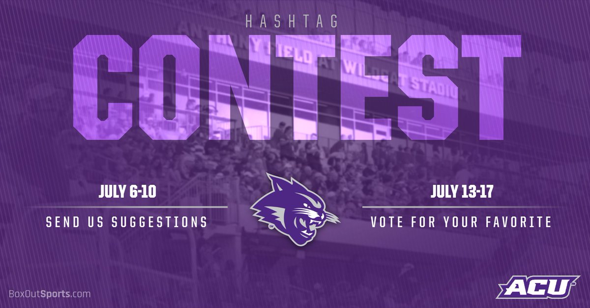 ATTENTION WILDCAT FANS!! ACU needs a new hashtag and we need YOU to give us suggestions! 

What would best represent our athletics department? 

Drop your ideas below ⬇️⬇️⬇️and next week we will vote for our new hashtag!!