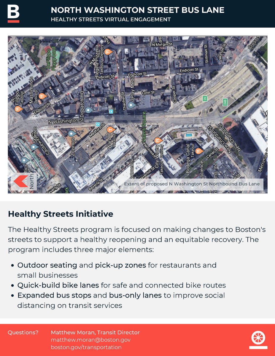 BostonBTD's tweet photo. Join us on Wednesday, July 15, at 6pm for a virtual public meeting on a potential outbound bus lane on North Washington Street. We want to hear from you! Learn more about the project at: https://t.co/F1a2efTIl0. @teambtd @StillHere #KeepBostonMoving #HealthyStreetsBOS https://t.co/SBPEJP77ru