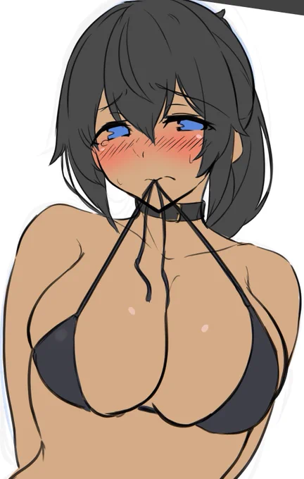 【ラフ】今日思いついたビキニ絵のイメージを忘れないように走書き 