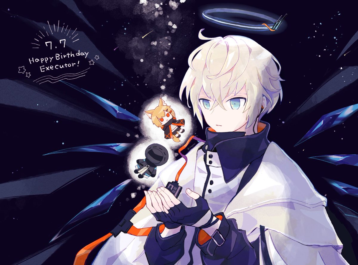 halo fingerless gloves gloves wings 1boy detached wings blue eyes  illustration images