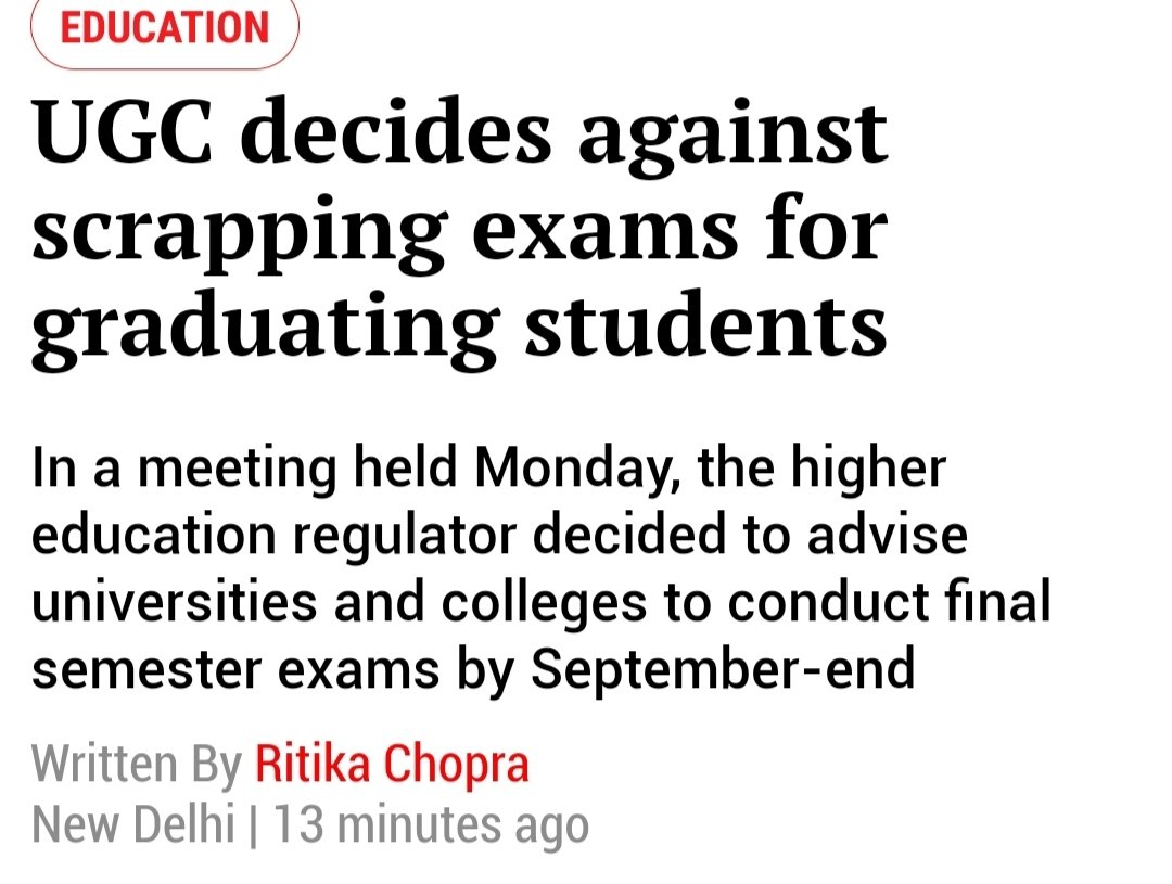 IAmAnjaliiii's tweet photo. @HRDMinistry @DrRPNishank @ugc_india @IndianExpress 
Are we students fool? 
Country crosseed the mark of 7Lakhs, and here You're doing experiments. 
#BoycottingExams https://t.co/HD8leixQ31