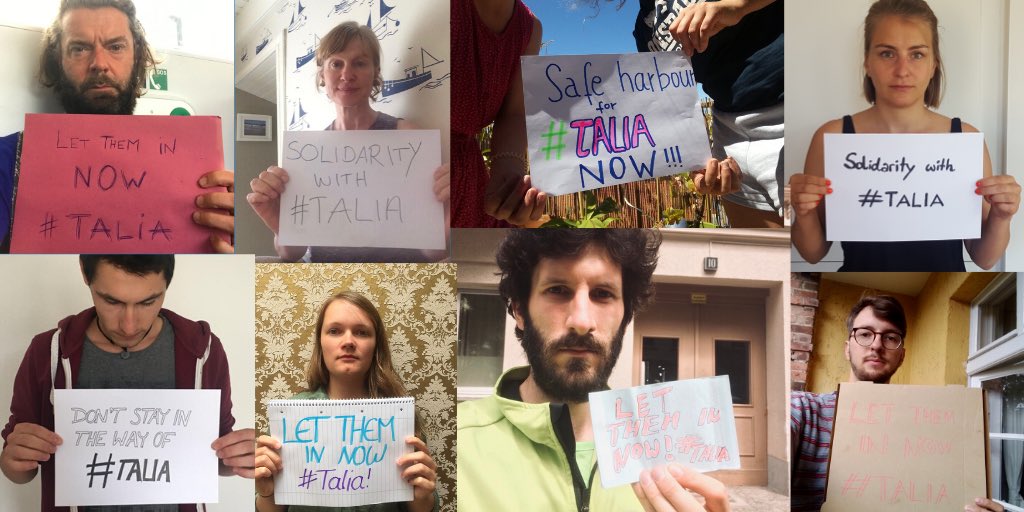 BorderlineEurop's tweet photo. We stand in solidarity with the #Talia52 and #TaliaCrew! 
We demand a safe harbour!

Let them in NOW!

@MaltaGov
@RobertAbela_MT 
@vonderleyen 
@EUCouncil 
@EU_Commission 
@Avramopoulos https://t.co/n6QG0YE88E