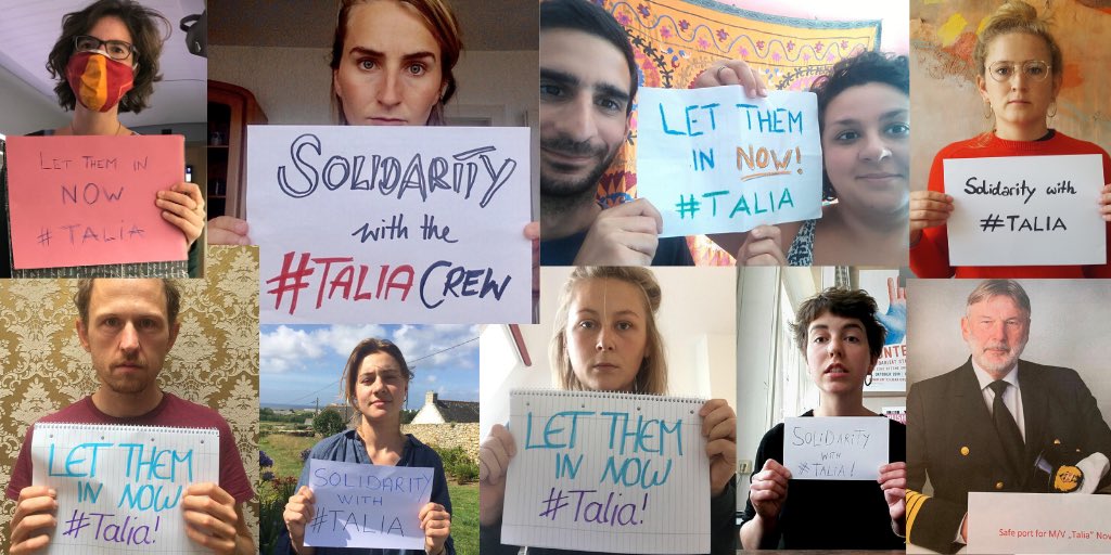 BorderlineEurop's tweet photo. We stand in solidarity with the #Talia52 and #TaliaCrew! 
We demand a safe harbour!

Let them in NOW!

@MaltaGov
@RobertAbela_MT 
@vonderleyen 
@EUCouncil 
@EU_Commission 
@Avramopoulos https://t.co/n6QG0YE88E