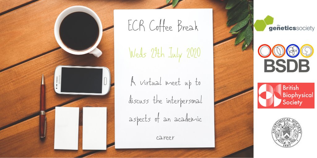 ECRCoffeeBreak's tweet photo. Beautiful banner from @GenSocUK!
Remember, registration is free. Members and Non-Members welcome.
Introduce yourself to the world with our #ECRCoffeeBio day
29th July 20
#ECRCoffeeBreak #STEM #PhDlife #postdoc #newPI #biophysics #development #genetics #anatomy #andtherest https://t.co/tz3pZT7Qq8