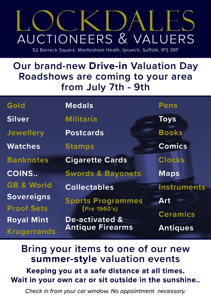 LockdalesLtd's tweet photo. We'll be holding our our first Drive-In Valuation Event tomorrow and Wednesday in #Peterborough, and Thursday we'll be visiting #MarketDeeping! Check out the flyers below for more information:
#Lockdales #valuation #antiques #collectables https://t.co/rDGBUobdaK