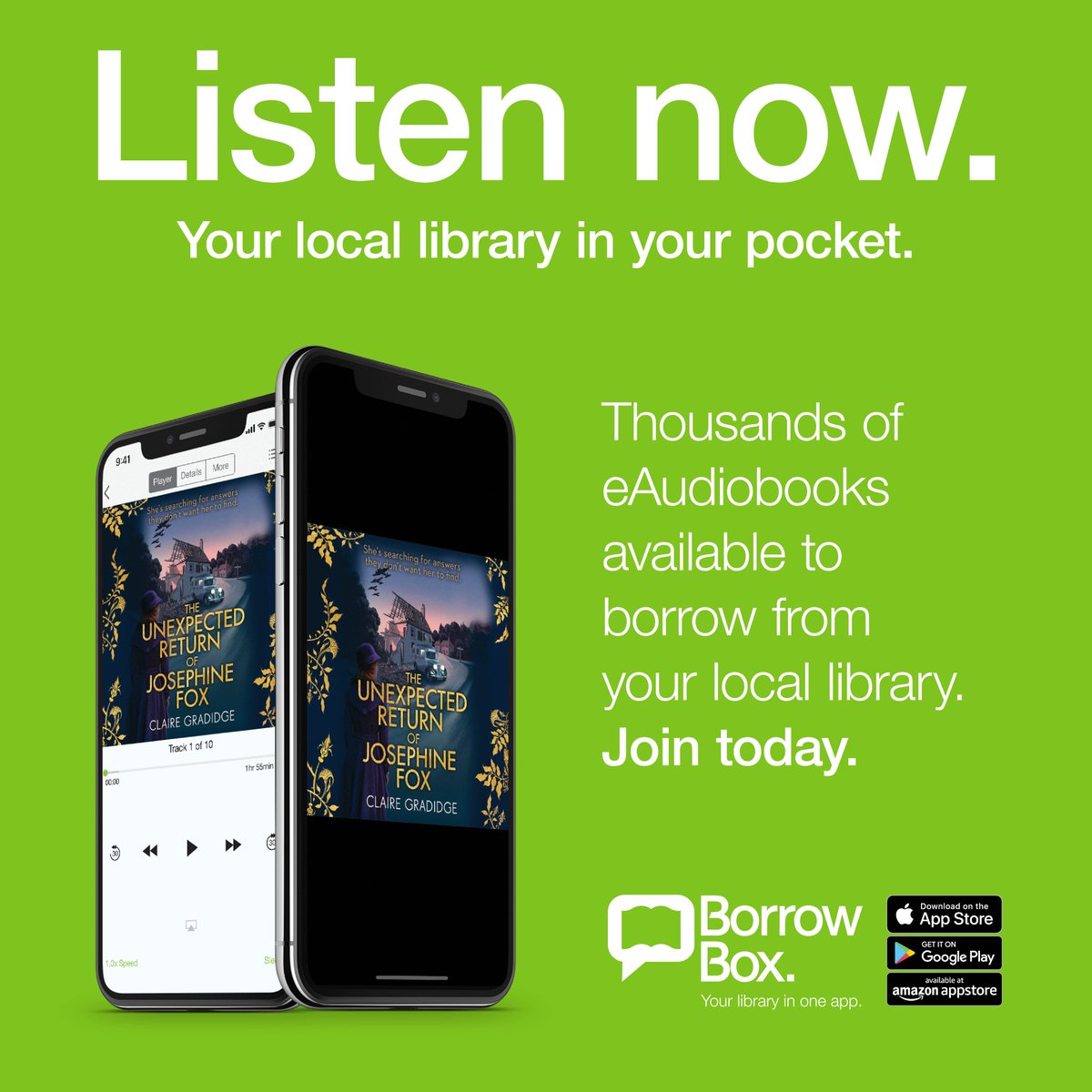 NlandLibs's tweet photo. Looking for something to read or listen to?  The Unexpected Return of Josephine Fox is guaranteed to be available in eBook and eAudio on @BorrowBox Check it out today with the thousands of other titles available - https://t.co/QEIYrLNjAm #LibrariesFromHome https://t.co/MmYrXy3vp3