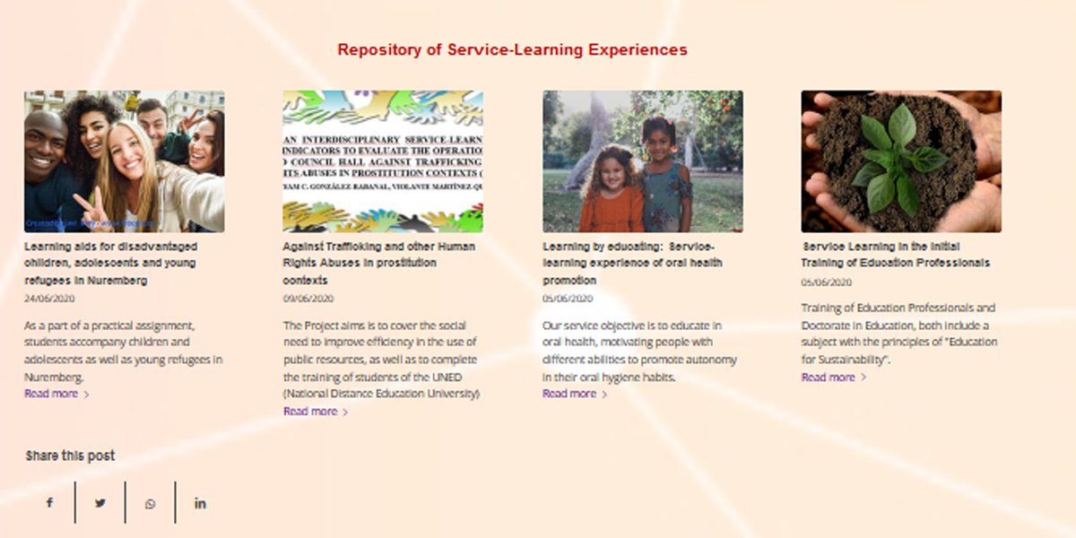 EOSLHE's tweet photo. https://t.co/xpnoYG0wb3
70 SERVICE-LEARNING EXPERIENCES SHARED!!!
We have created a Slide Repository of Experiences to facilitate you to browse all of them right now...
Do you like it?
#Service_Learning #ApS @Social_ICADE https://t.co/lQW3JN6Zcs