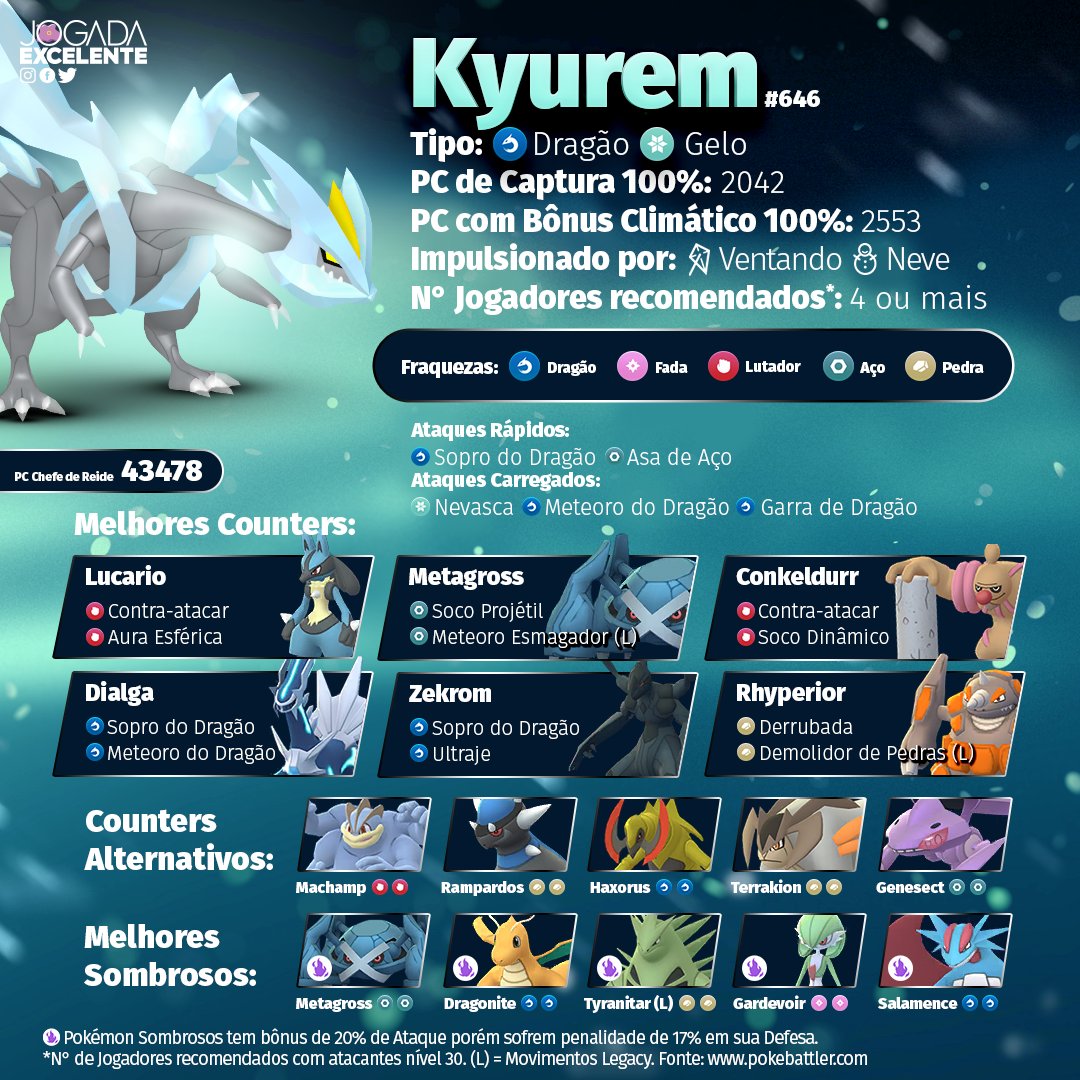 Jogada Excelente on X: Kyurem, o Pokémon Fronteira, faz sua
