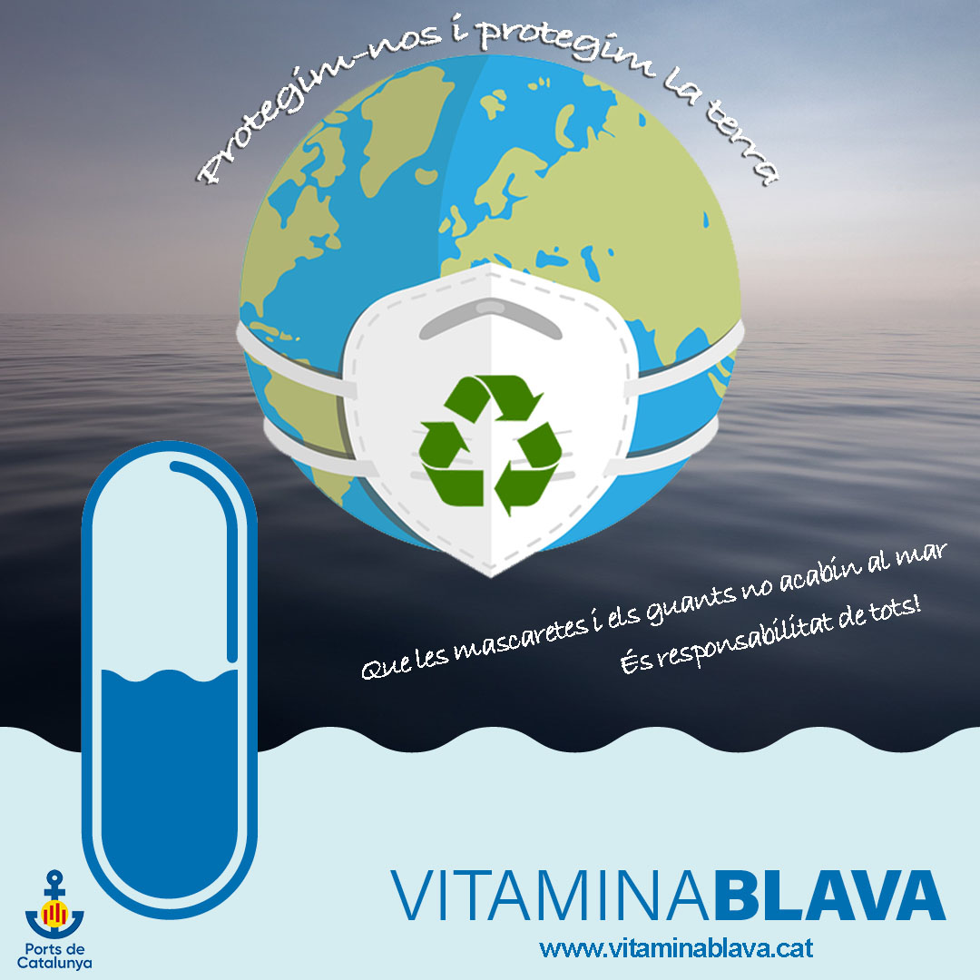 PortsCatalunya's tweet photo. Que les mascaretes no acabin al mar, fem-ne un bon rebuig! ♻️ #VitaminaBlava #VitaminaAzul #portsdecatalunya #mar #COVIDー19 https://t.co/Ic4bOFg6g8 https://t.co/PeRXHQ9SAg