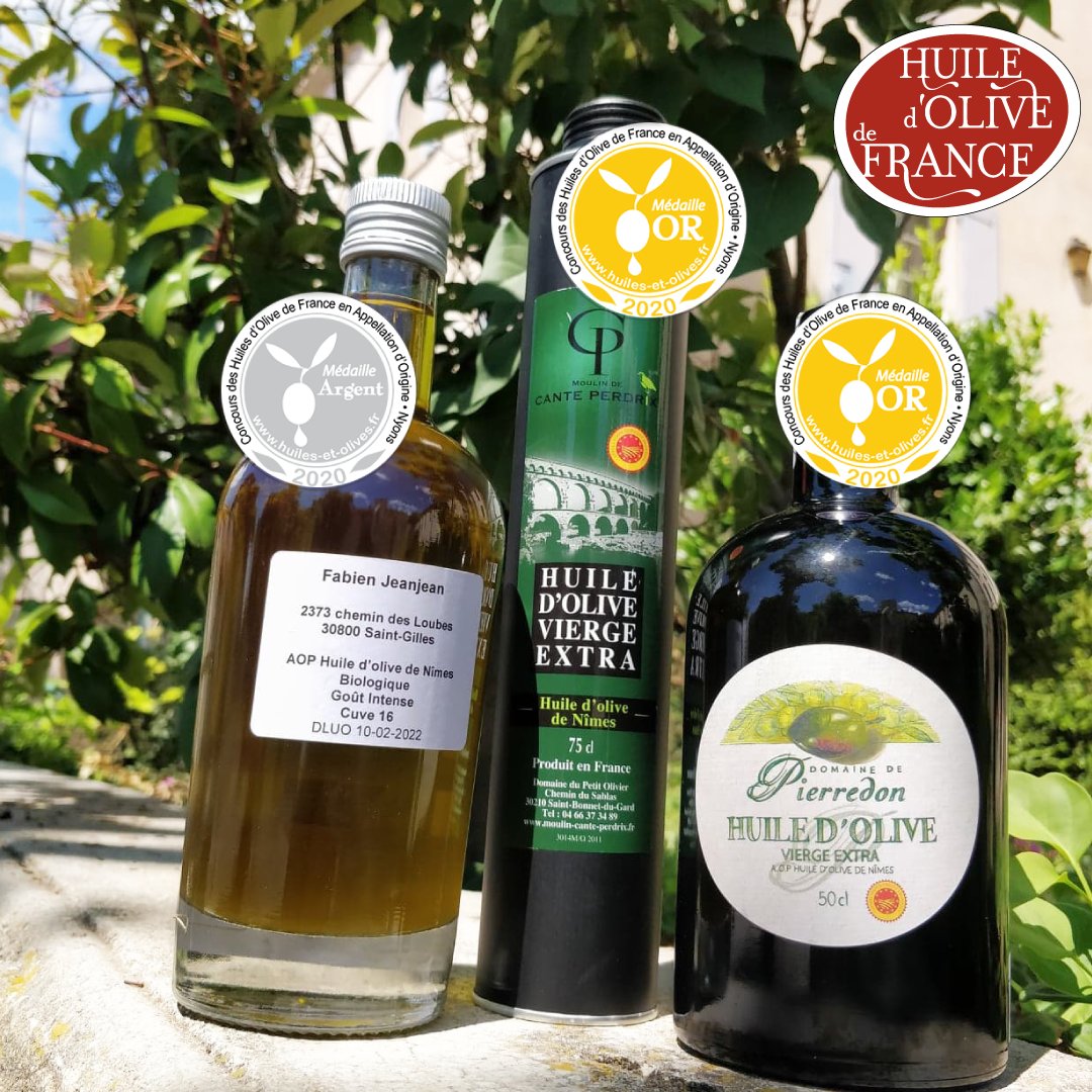 HuilesetOlives's tweet photo. [Concours national des Huiles d’olive en Appellation d’Origine]

Les médaillés pour l'#Huiledolive de #Nîmes #AOP sont :
- Moulin à Huile du domaine de Pierredon et Moulin Cante Perdrix (médaille d'or)
- Jeanjean Fabien (médaille d'argent).

Le palmarès : https://t.co/fq7PS7tF0L https://t.co/qXkffbPEbX