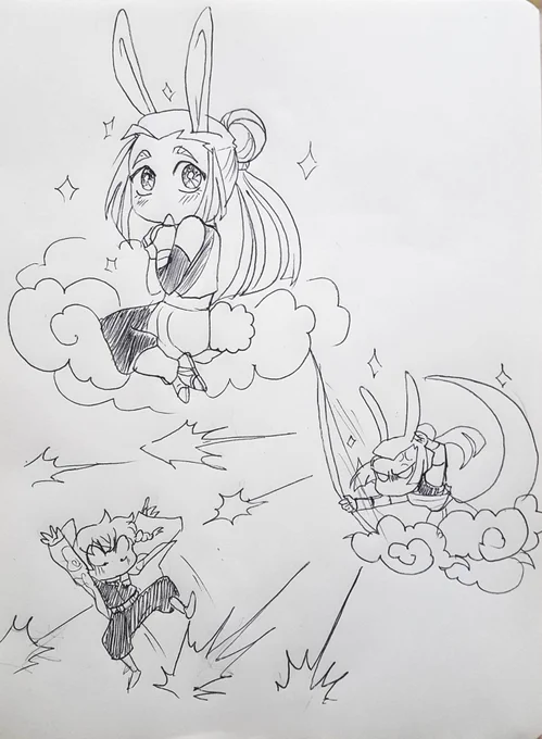 Doodles of a rol I had with @MoMoiro_chii . These two are really cute and fun togeder. 