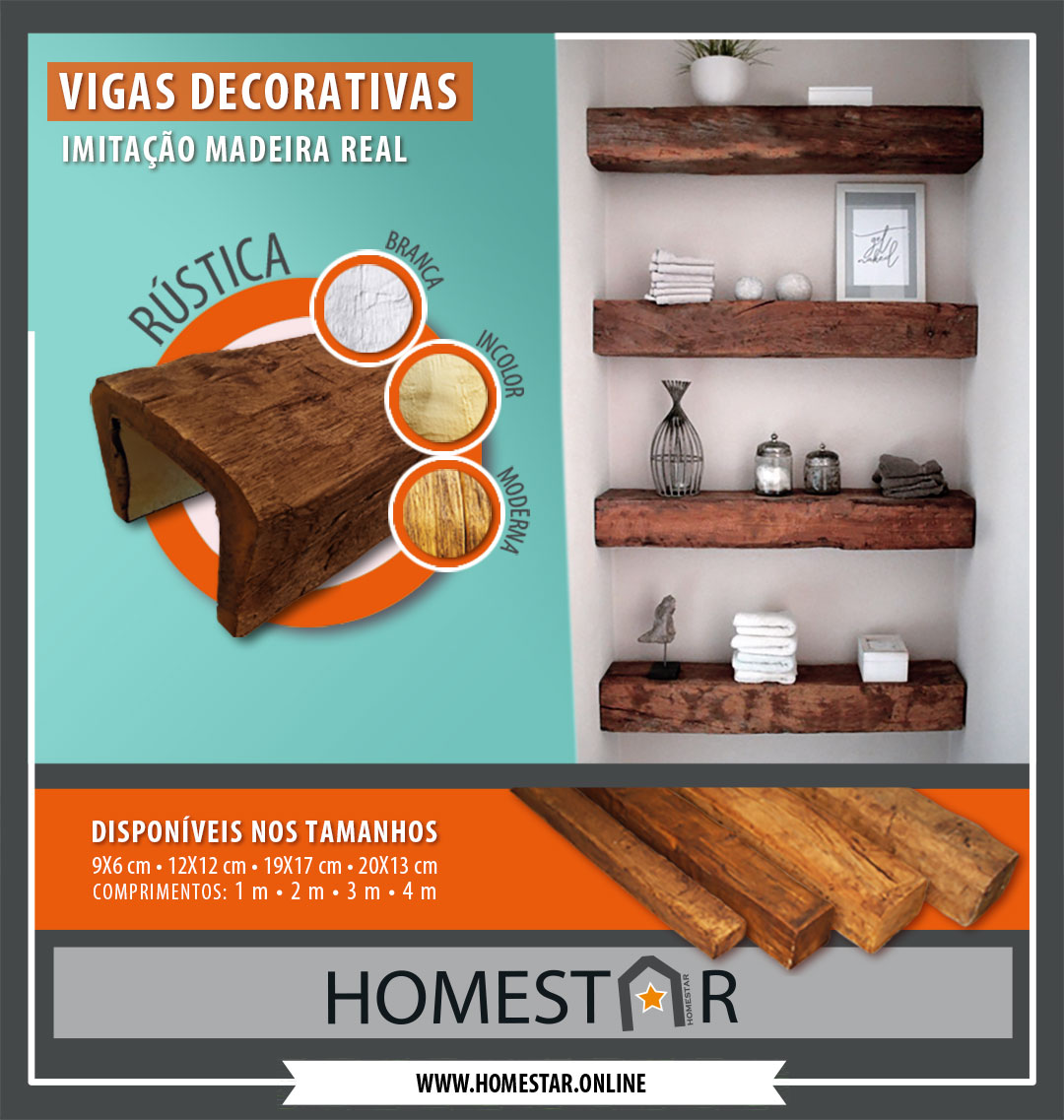 Vigas Decorativas :: Imitação de Madeira Real :: Ideal para decorações criativas. Venda ao metro... Solução de baixo custo...
Visite-nos em homestar.pt

Sancas • Frisos • Rodapés• Rosetas • Revestimentos de Teto e Parede • Vigas Decorativas • Acessórios ....
