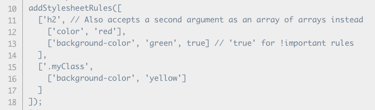 maxbill_design's tweet photo. CSSStyleSheet.insertRule() method inserts a new #CSS rule into the current style sheet > https://t.co/e5kjUMfDuw | #javascript #webdev #FrontEndDeveloper #webdesign #CSSOM #APIs #uidesign - See below function by #MDN to add rules dynamically https://t.co/bWYyeSZ0tk