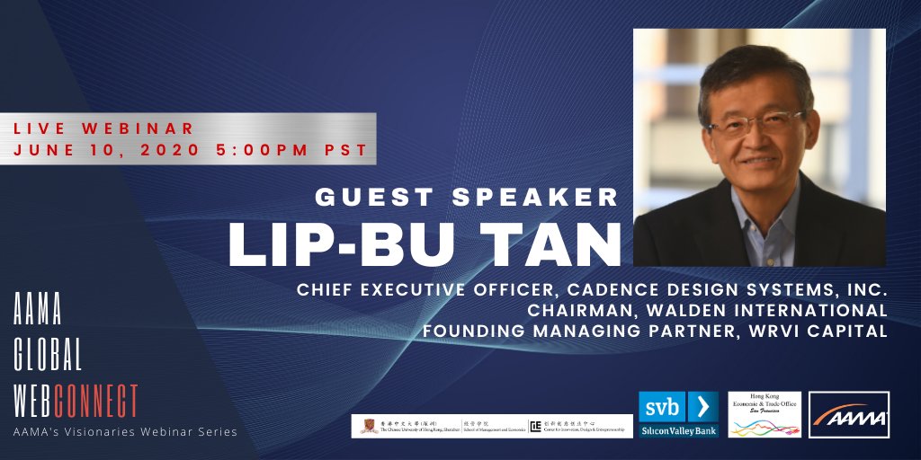AAMASV's tweet image. Don’t miss our @AAMASV webinar this week with acclaimed venture capitalist Lip-Bu Tan on what’s ahead for #SiliconValley, COVID-19’s impact on the #semiconductor industry and global supply chain, and more! Register here: bit.ly/zoomwithlipbut…