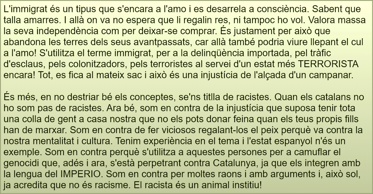 MICCatalunya's tweet photo. Quan hom no es desplaça per pròpia voluntat i t'animen a fer-ho, ja sigui amb subvencions, amb falses promeses o amb un humanisme hipòcrita que pretén l'esclavatge d'ells i de retruc, el nostre, no s'hauria de parlar mai, mai, d'immigració! O és COLONITZACIÓ o bé tràfic d'esclaus https://t.co/fqhGyL9KR0