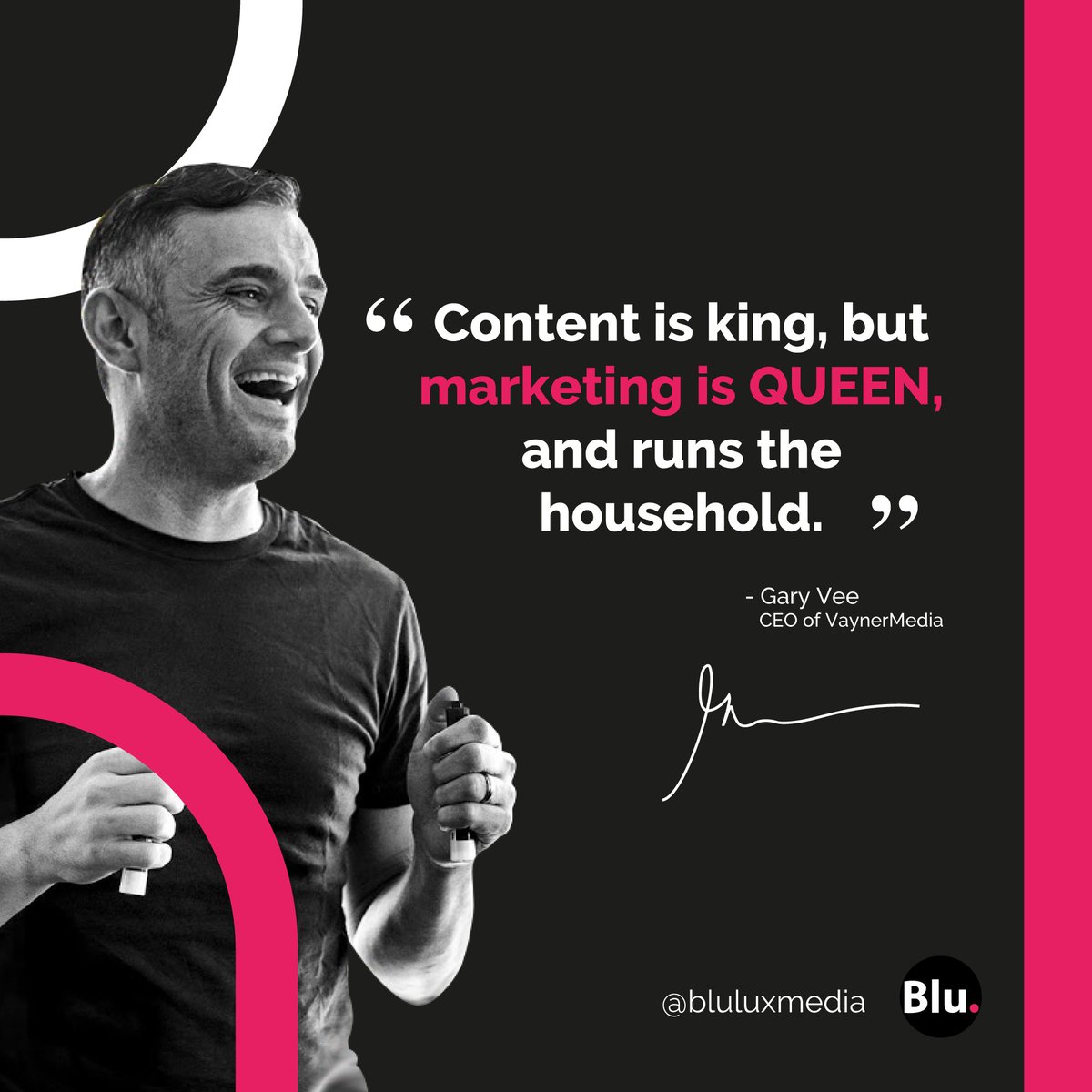 BluLuxMedia's tweet photo. Marketing can mean the difference between being noticed and being drowned out in a content wave. Is your content being marketed the way it should be? @GaryVee #GaryVeeQuotes #ContentMarketing #DigitalMarketing #MarketingQuotes #JustStart https://t.co/yaf8B0gKSR