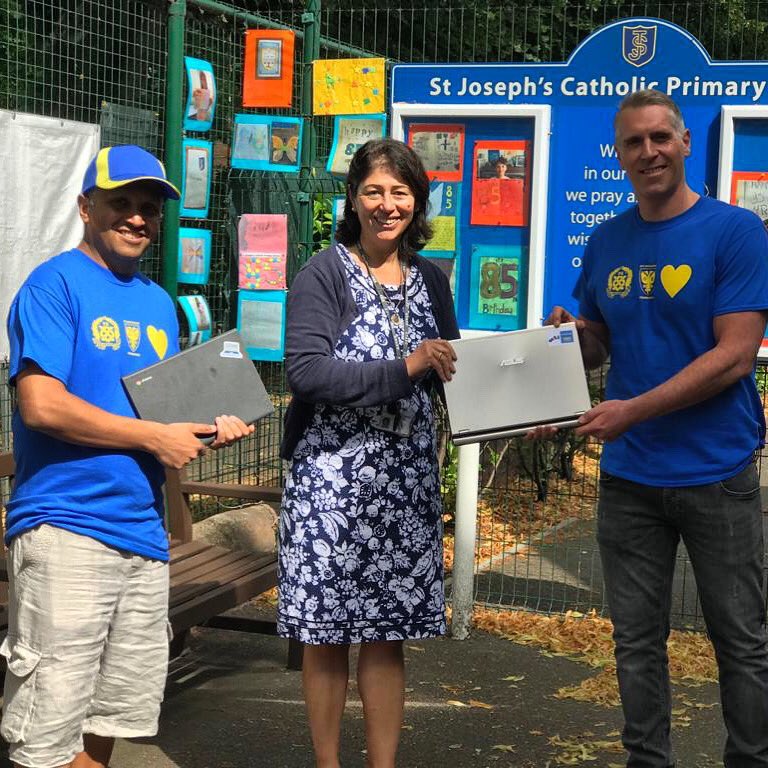 DLAConnectKids's tweet photo. On Friday we had a special visitor 👀 Former @afc_wimbledon captain Joe Sheerin helped deliver new devices to St Joseph’s Catholic Primary School. Brilliant to have your support! 💙💛 @DonsLocalAction https://t.co/h7QHFIZmuj