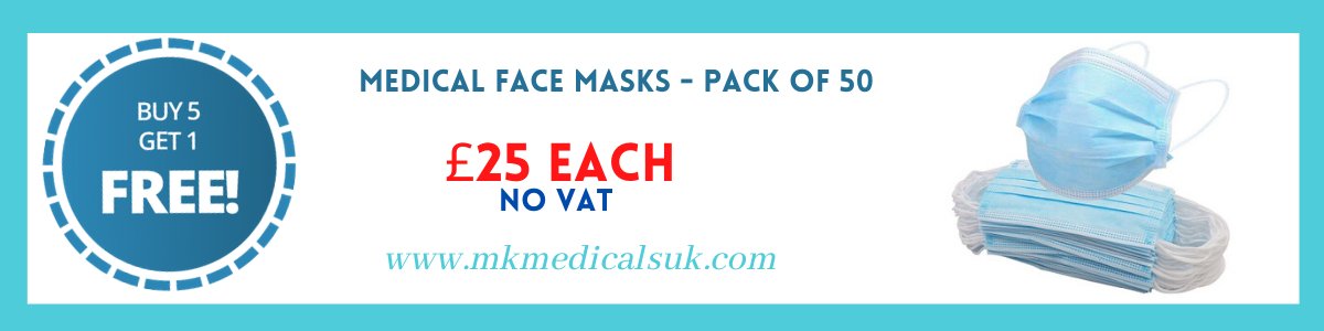 Medical Face Masks - Pack of 50, buy 5 get 1 Free #ppe #nhs mkmedicalsuk.com