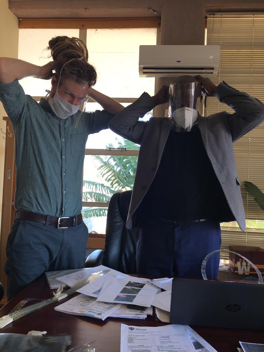 A wonderful contribution of face shields from the engineering department <a href="/WitsUniversity/">Wits University</a> &amp; colleagues at the Transnet Matlafatšo Centre! Coming together to prepare health facilities in Bushbuckridge, #Mpumalanga for the rise in #COVID-19 cases! <a href="/BiancaMoffett1/">Bianca Moffett</a> <a href="/AgincourtHDSS/">MRC/Wits-Agincourt Unit</a>