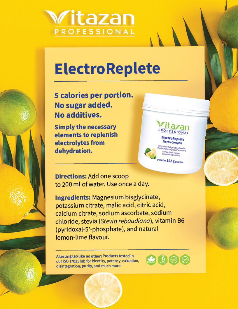 VitazanP's tweet photo. Vitazan Professional now carries an electrolyte mix! No sugar and no additives. A unique blend including magnesium blisglycinate and bio-active Vitamin B6, pyridoxal-5-phosphate. A great way to stay hydrated this summer! #electrolytes #summer #naturopathy #vitazan https://t.co/fblhdUezg4