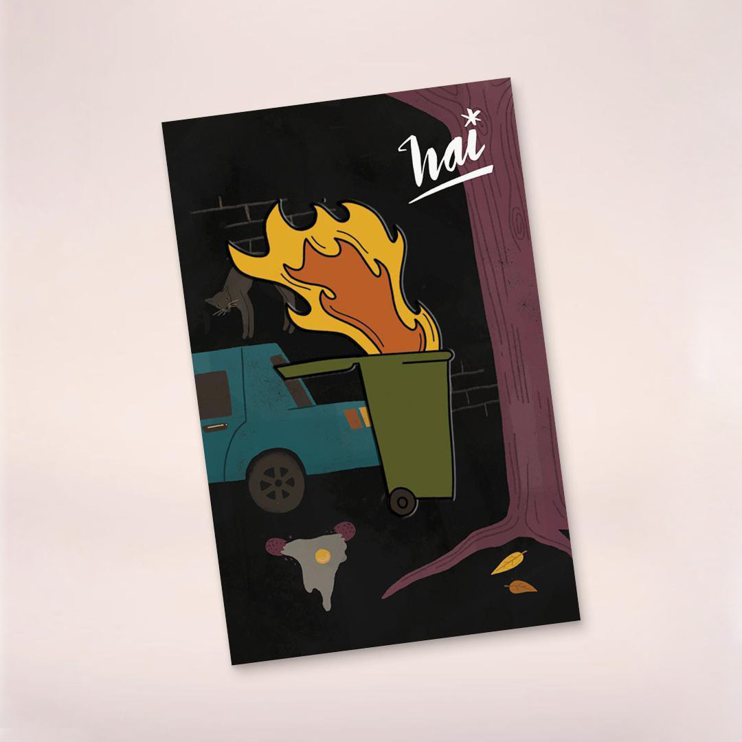 How cool is Steph’s winning work from our Hire An Illustrator Professional Practice project! ⁠
🎉⁠
<a href="/hireillo/">Hireillo</a> asked our students to design web assets, a pin badge, sticker, postcard and 2 editorial illustrations based around an event. Steph chose Mischief Night... spooky! ⁠
🦇