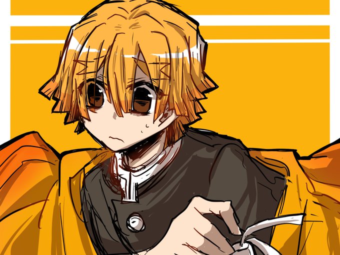 桐摩🧐のんびり中さんがTwitterに投稿した我妻善逸(鬼滅の刃)のイラスト。
