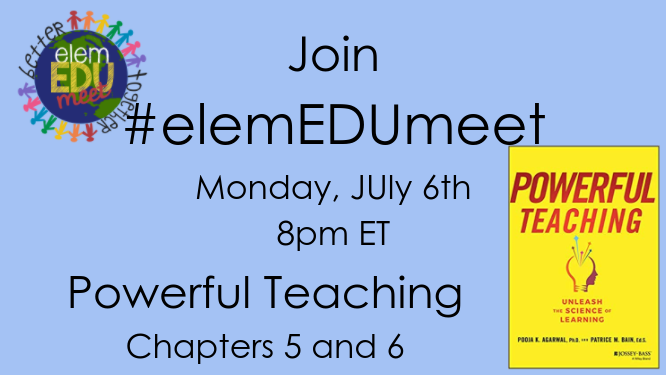 MarkNechanicky's tweet photo. Join #elemEDUmeet as we continue to dig into #retrievalpractice #powerfulteaching tonight, Mon. 8pm ET. No book? We have resources to share. Not sure what this is about? Many of us are new to this and can give background. Not elem? Anyone interested in the topic is welcome. https://t.co/05VaYOuVup