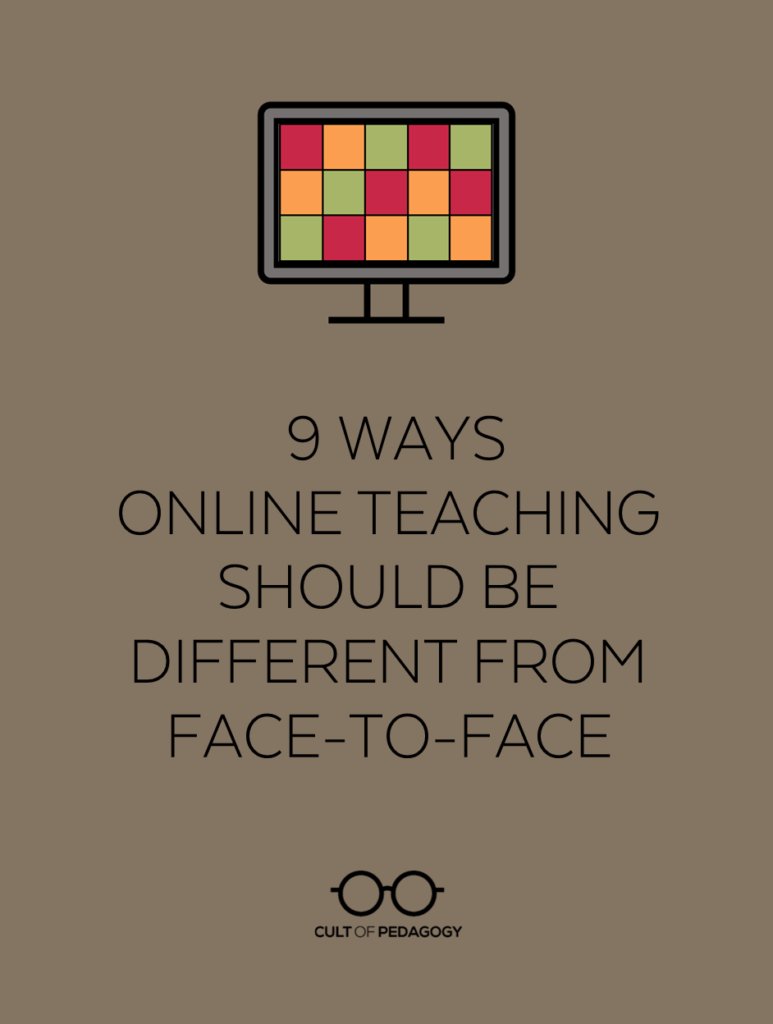 TheSocialCore's tweet photo. 9 Ways Online Teaching Should be Different from Face-to-Face https://t.co/18k6kgCrQ4 via @cultofpedagogy https://t.co/DaNbwQg1zW