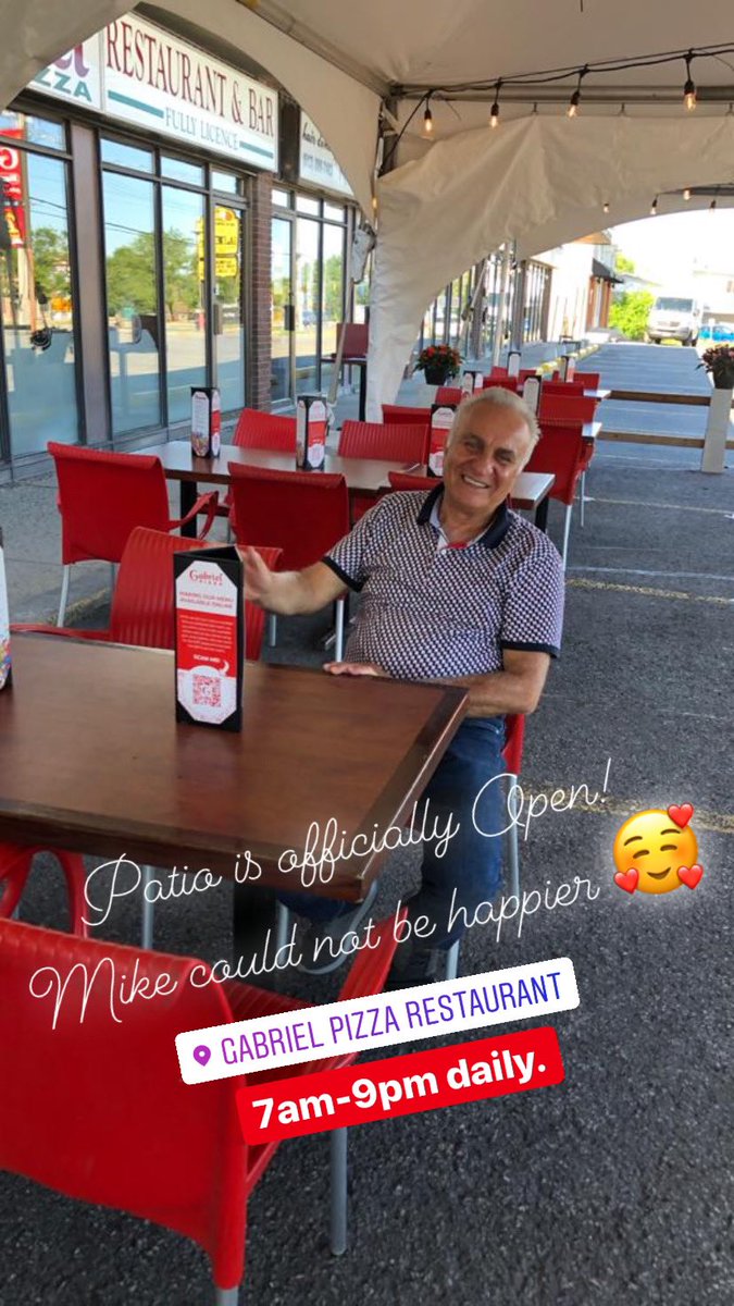 GabrielPizza's tweet photo. 2 New Patio Openings Today! Join us on our socially distanced patios @ Gabriel Pizza 2158 St. Joseph Boulevard, Orleans and 2094 Montreal Road in Beaconhill. #breakfastisback Patio hours: 7am -9pm daily. https://t.co/YwmB7FyLO2