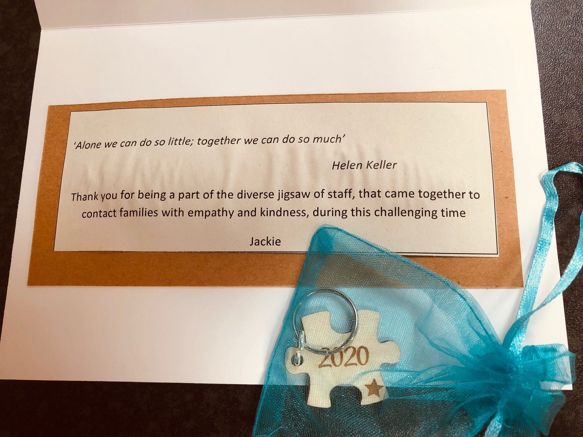 JackieDick12's tweet photo. A small token to the kind, caring, empathetic staff who have made the Family Liaison line so effective. Thank you to all, those still on the team and the staff who have left. You are all amazing! #colettedatt #PatientExperience https://t.co/vLojrAWNWT