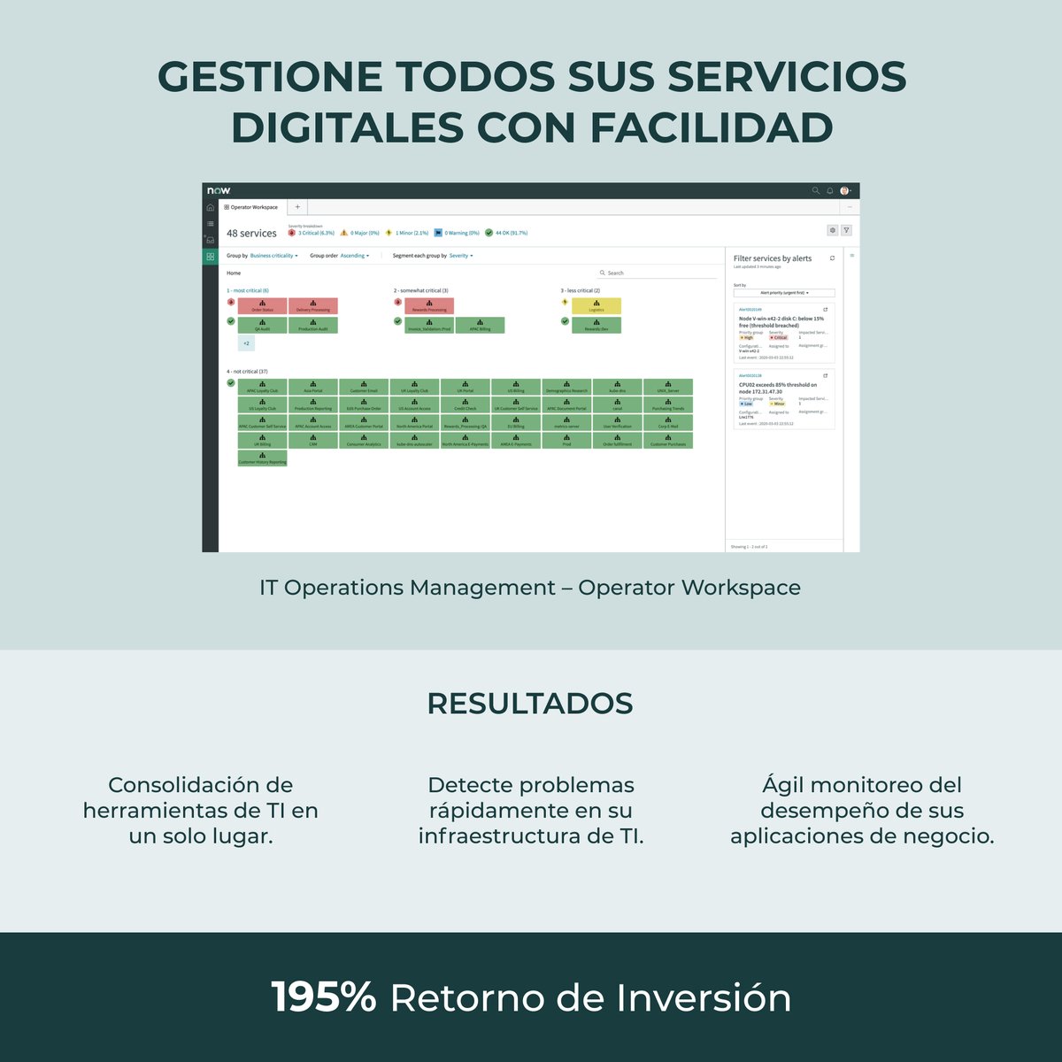 handcloud_'s tweet photo. Conoce las grandes ventajas que ITOM de ServiceNow ofrece para una mejor Operación de tus recursos e infraestructura de TI.
https://t.co/dZyMyerS1v
.
.
.
#HandCloud #ServiceNow #ITOperations #ITOM #ITWorkflows #BusinessSuccess https://t.co/VkxW5lLZFE