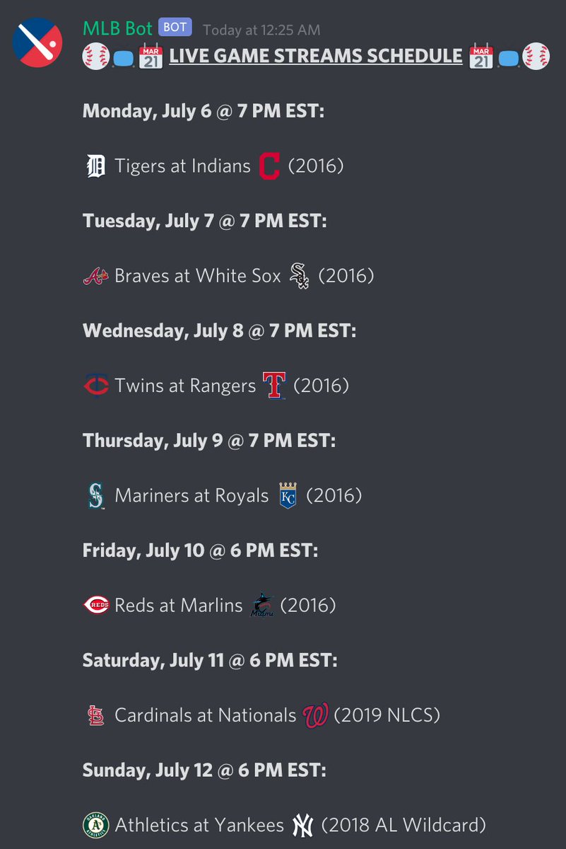 We're back this week with another slate of games!

Here is this week's MLB Chat Game Night Schedule:

Join/Watch here: discord.gg/FzEfW2K

#MLB #Baseball #MLBLive #LiveBaseball #Live #Chat #MLBChat #Discord #BaseballIsBack