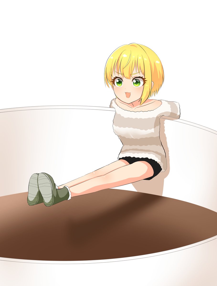 コップのフチ子さんごっこするフレちゃん ホリデイのイラスト