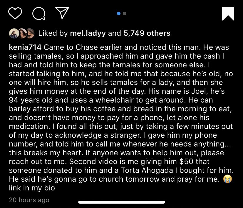 I saw this on Instagram, I know twitter can reach a bigger audience. Plz RT. Joel is 94yrs old and sells tamales but still can’t afford his medication let alone pay for a phone. If you can’t donate please share! It is time for him to retire, let’s make it happen!!