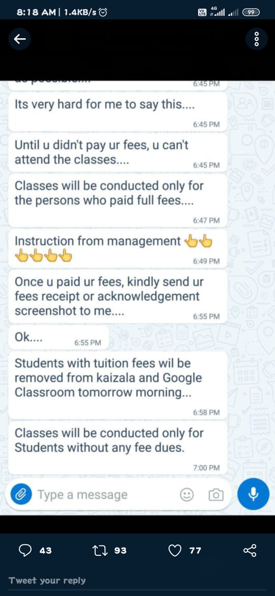 Vishnu93872802's tweet photo. @AskAnshul 
Please help us sir..
We want  justice 
#savesaveethastudentsfromforcedfees
#DontForceStudentsforfees 
@htTweets 
@TimesNow 
@timesofindia 
@the_hindu 
@CMOTamilNadu 
Forcing us to pay full fee (1.50L) in this situation .
*Justice for students* https://t.co/kQxs03ENac