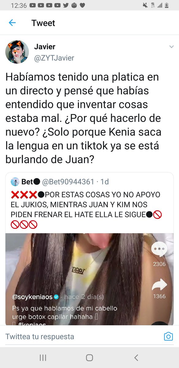 Me71717845's tweet photo. @NotasJukilop2 Si es kenia que tuviera un video intimo sacando la lengua como lo hiso juan y kimberly hace un tik tok y saca la lengua de la misma manera que ella lo hizo no duerme solo para criticar,yo veo que el nos está provocando para seguir criticando a kenia para que esto nunca pare https://t.co/Kcl1qmzUBK