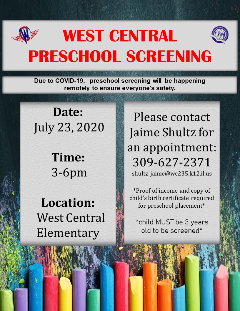 MsAmyfullerton's tweet photo. West Central Preschool Screening July 23rd! Make an appointment today 😊 https://t.co/ksODUt1xfQ