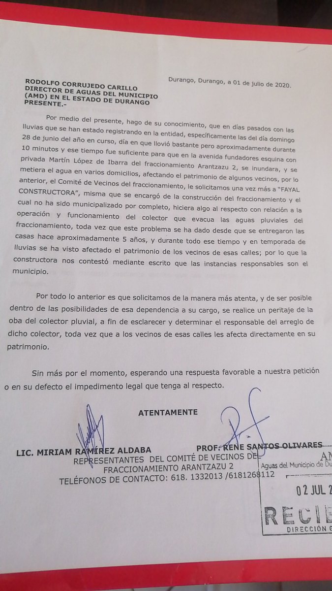 srene_a's tweet photo. Sin respuesta aún a la problemática que se vive en el fracc Aranzazu 2 @AMD_Durango @JorgeSalum @ObrasPublicasDG @Rodrigo_mijares @ZujeyLuna10 @canal10durango https://t.co/wjv5On8i1S
