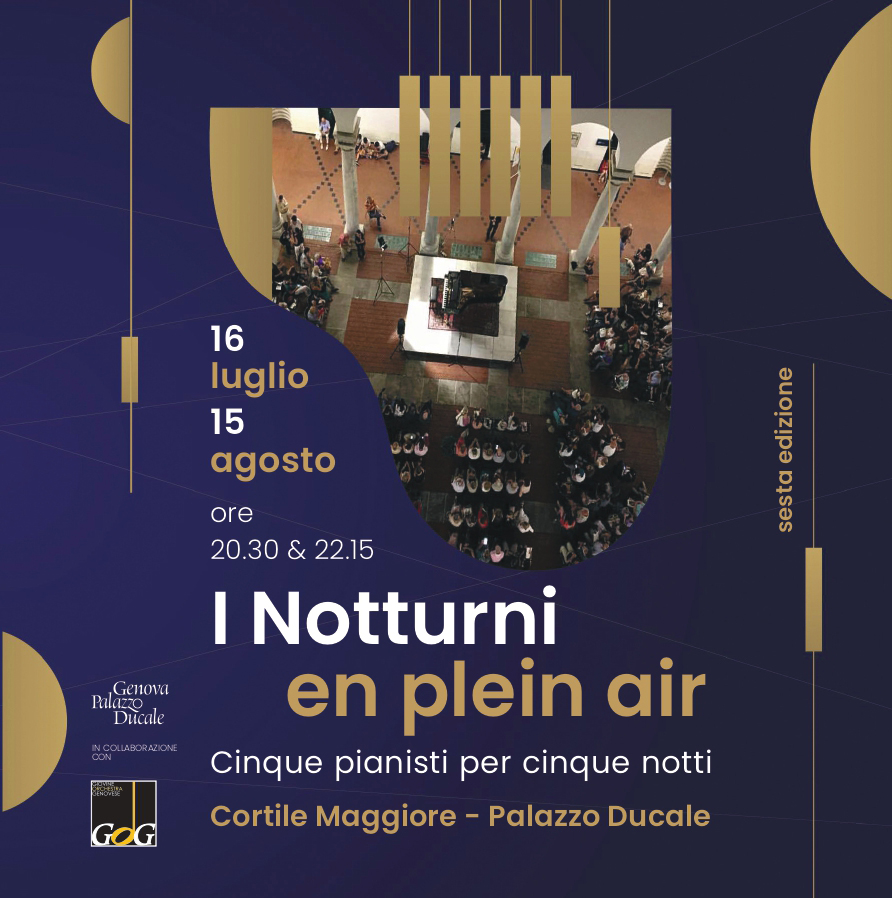 🔴 I NOTTURNI EN PLEIN AIR a @Ducale_Genova 
Sesta edizione

📅 16 luglio - 15 agosto

🎭 Cortile Maggiore
🎭 Due repliche per ogni concerto: 20:30 e 22:15

🔴 PRENOTAZIONE OBBLIGATORIA SU <a href="/eventbrite/">Eventbrite</a> 

➡️ PROGRAMMA: bit.ly/NotturnienPlei…

#gog2021
#genovamorethanthis
#Genova