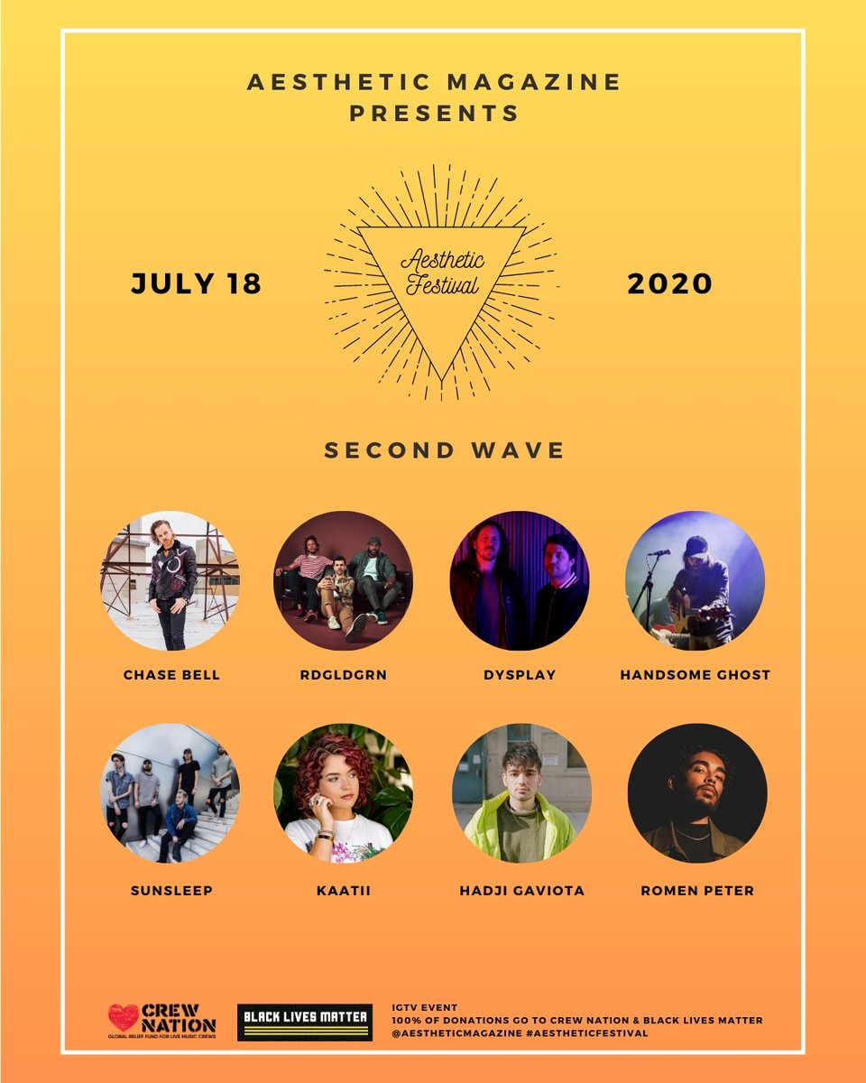 Announcing the Wave 2 Lineup for the #AestheticFestival Charity Livestream Concert. Details + Donate: bit.ly/31PhSVL