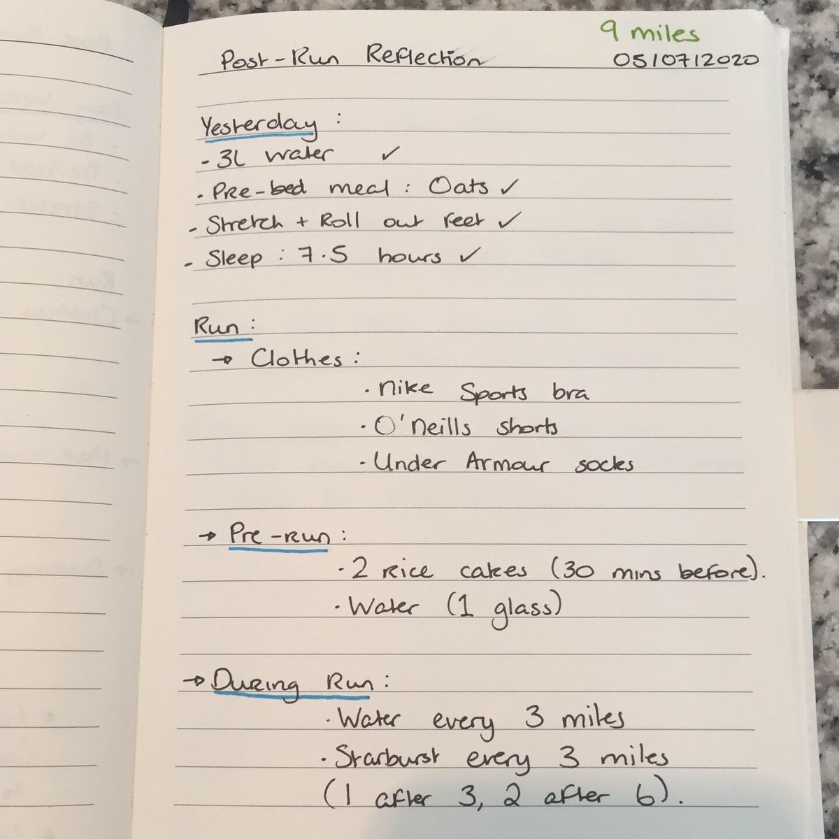 CianaNiCMPC's tweet photo. To perform our best, we must know what works, what doesn’t work, and what needs work. 

During the pandemic, I have had a goal of #running a half-marathon. 

Recently, I began reflecting on my runs (see below) so I will know exactly how I can run my best #13.1

#GetAhead https://t.co/ggtKZqr891