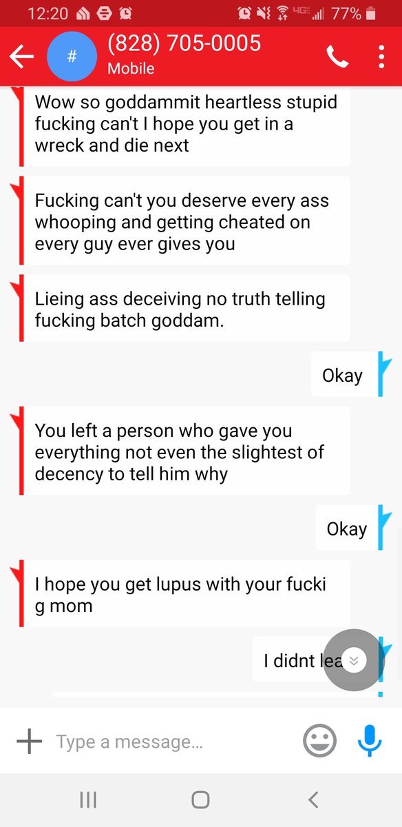 bikerchic945's tweet photo. Meet my ex who makes text free numbers to harrass me and say these nasty things to me everyday :) https://t.co/T18YZRFY4X