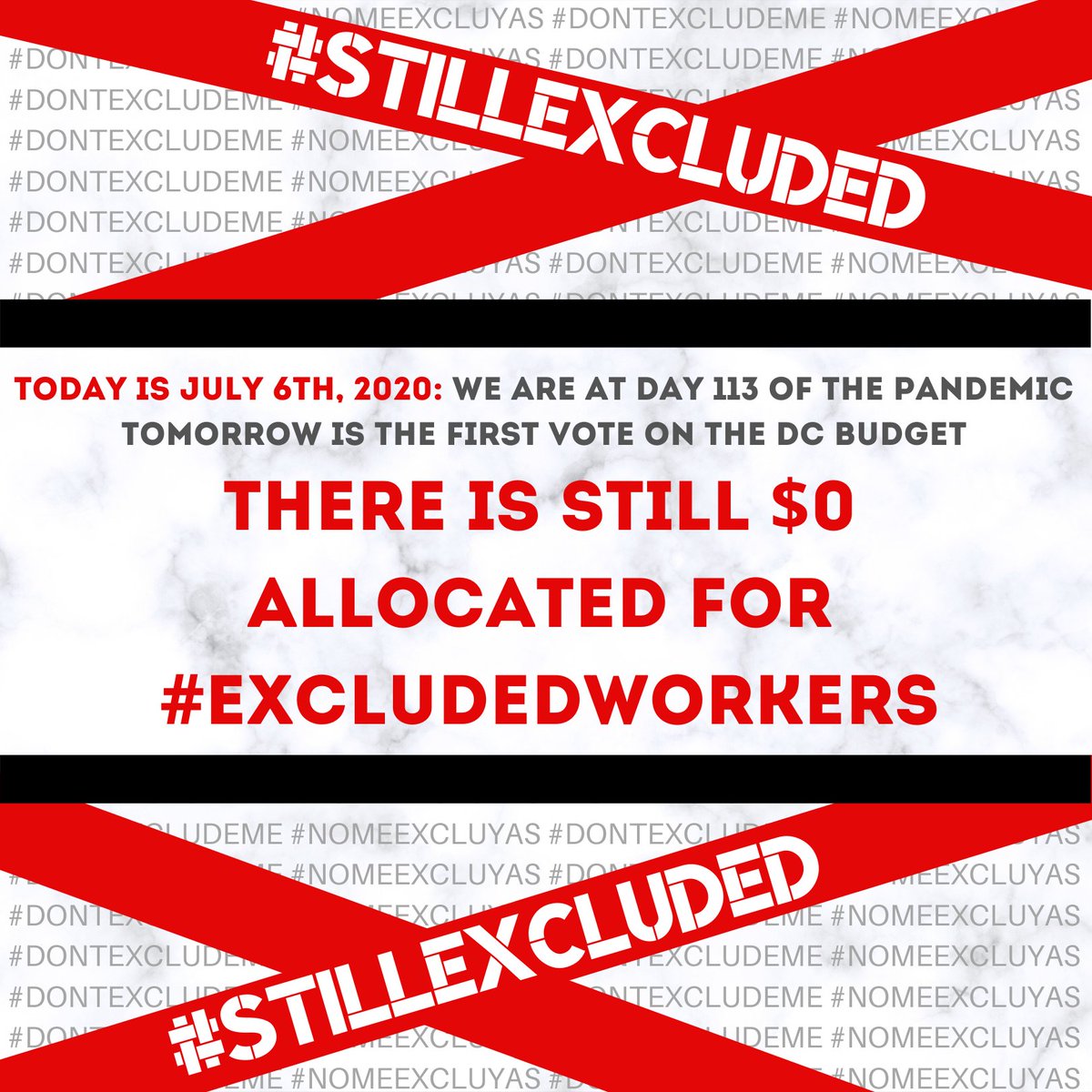 dc_jwj's tweet photo. We also hope @CMBrandonTodd @trayonwhite @AnitaBondsDC @VinceGrayWard7 @CMBrookePinto will stand with excluded workers and support $30 million for excluded workers to ensure all communities can survive the COVID crisis. #DontExcludeMe #NoMeExcluyas #StillExcluded https://t.co/ZxGnWn5Por