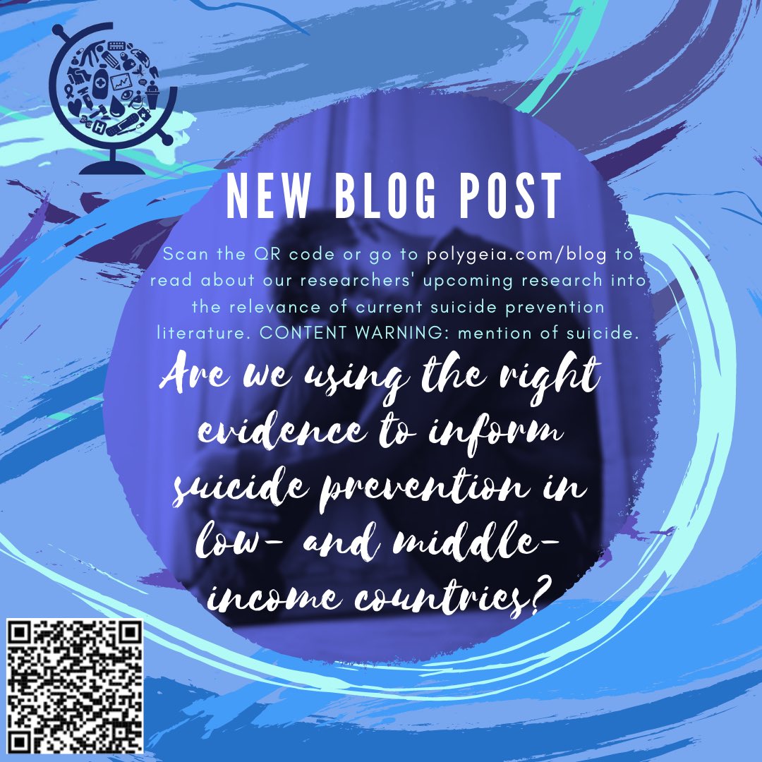 Polygeia's tweet photo. Content warning for our new blog post: discussion of suicide. Scan the QR code or go to https://t.co/2Q4E0wjrlp to read about our upcoming research into the relevance of suicide prevention literature in low- and middle-income countries. 
#polygeia #globalhealth #suiciceprevention https://t.co/GTUrvoGrVL