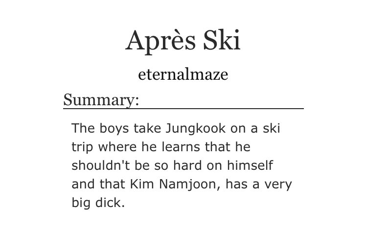 après ski | archiveofourown.org/works/22370626 by eternalmaze