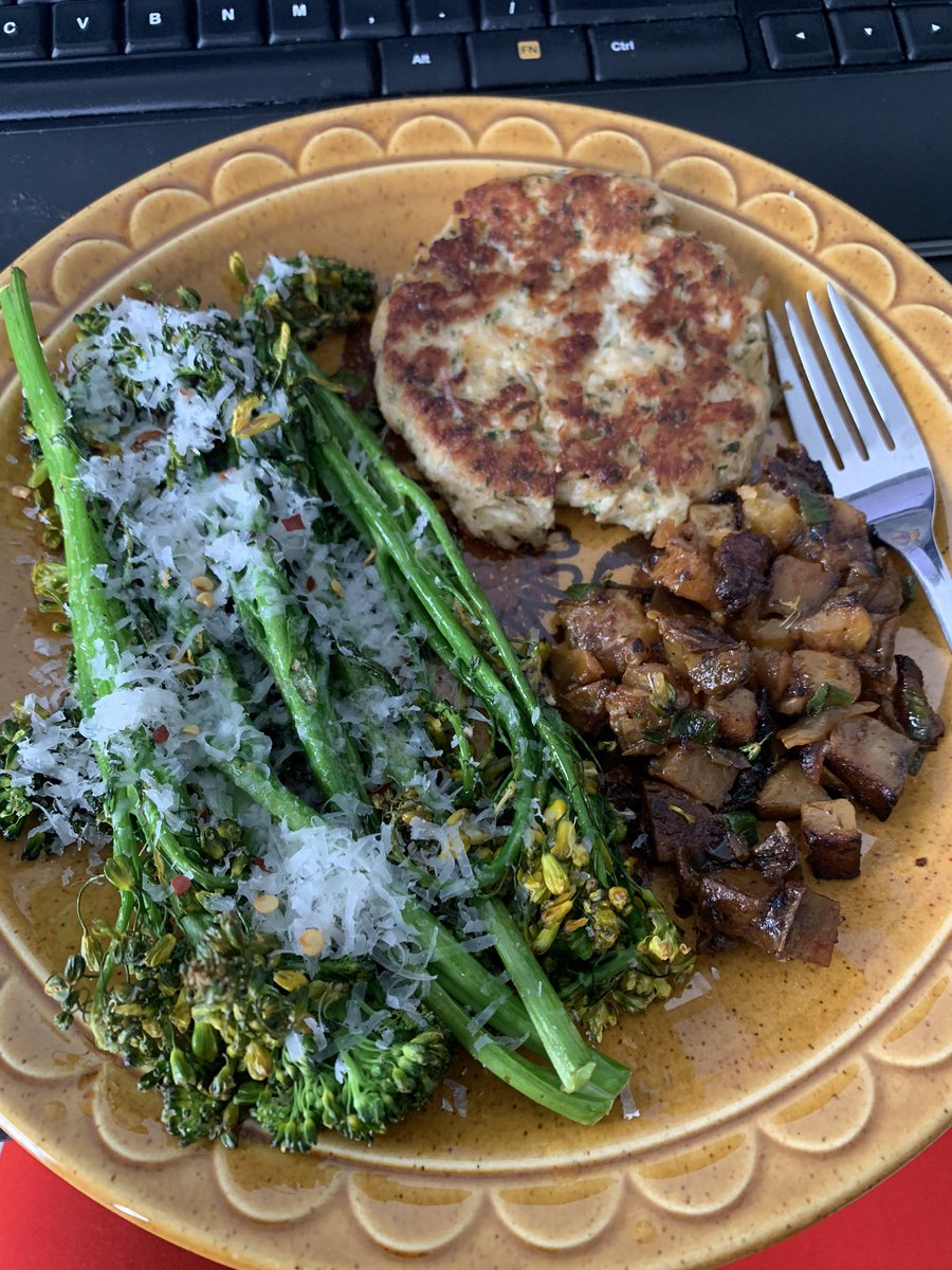 Broccolini, Potatoes, and a Lump Crab CakesHE COOKED
