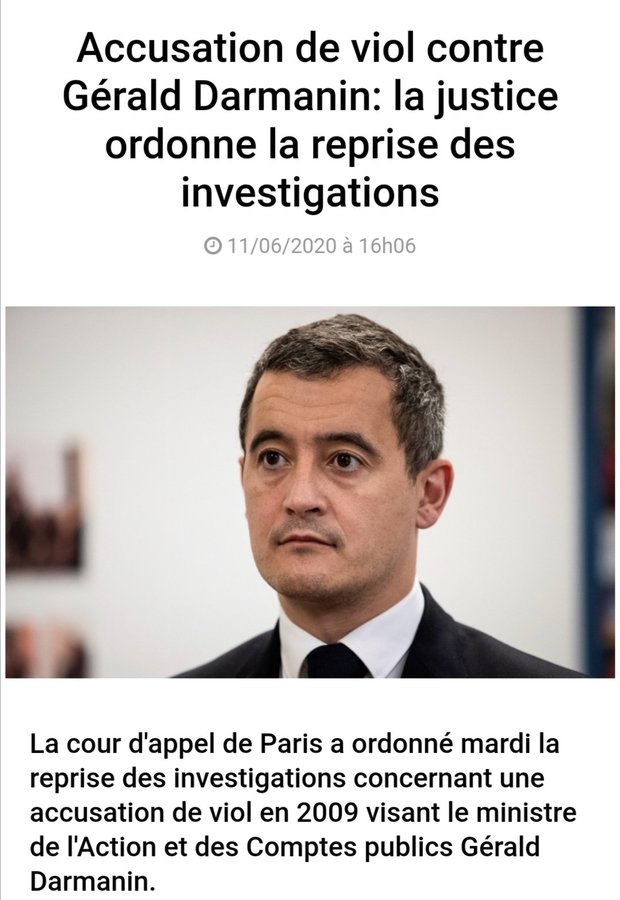 Benjamin On Twitter Sous Vos Applaudissements Le Nouveau Ministre De L Interieur Premier Flic De France Gerald Darmanin Sous Le Coup D Une Enquete Pour Une Accusation De Viol Remaniementministeriel Https T Co Giy9gyunif